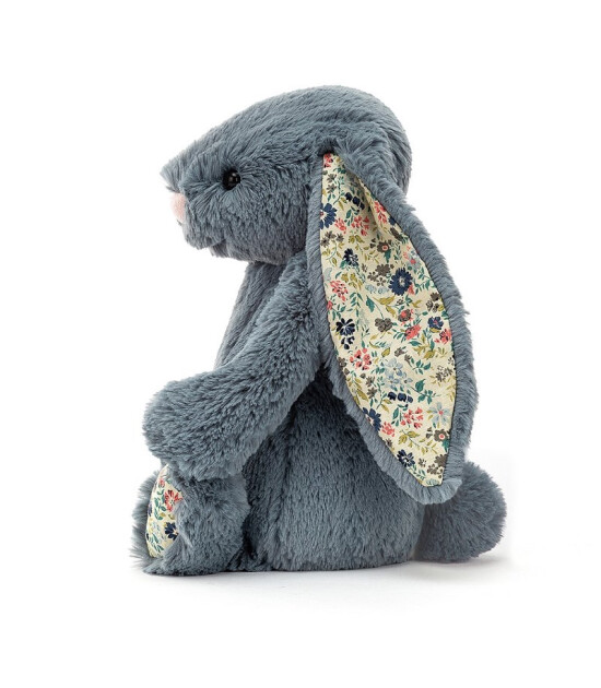 Jellycat Çiçekli Koyu Mavi Tavşan (Orta Boy)