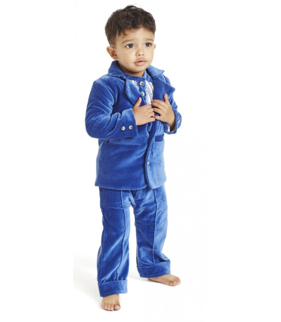 Kate Quinn Organics %100 Organik Kadife Suit Ceket (Monaco Blue)