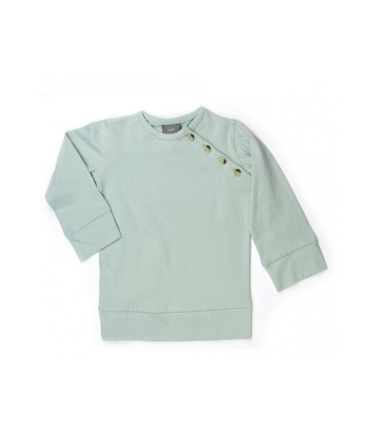 Kate Quinn Organics %100 Organik Yandan Düğmeli Sweatshirt (Dusty Aqua)