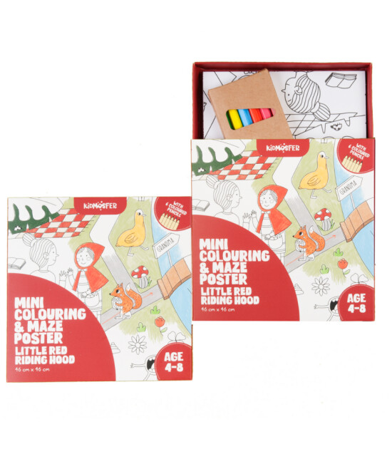 Kidsmosfer Boyama Seti- Mini Coloring - Maze Poster / Little Red Riding Hood