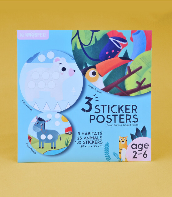 Kidsmosfer Sticker Poster Set - Habitat (Orman, Kutup ve Çiftlik Arkadaşları)