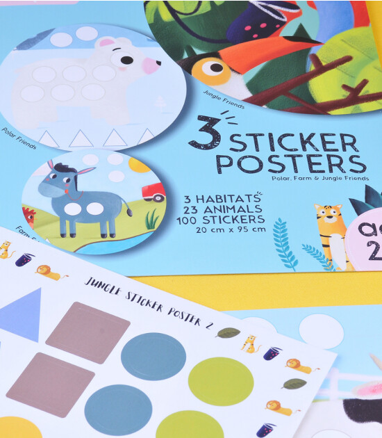 Kidsmosfer Sticker Poster Set - Habitat (Orman, Kutup ve Çiftlik Arkadaşları)