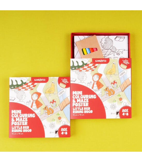 Kidsmosfer Boyama Seti- Mini Coloring - Maze Poster / Little Red Riding Hood
