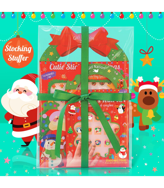 Girl Nation Cutie Sticker Küpe ve Tırnak Hediye Set // Holly Jolly
