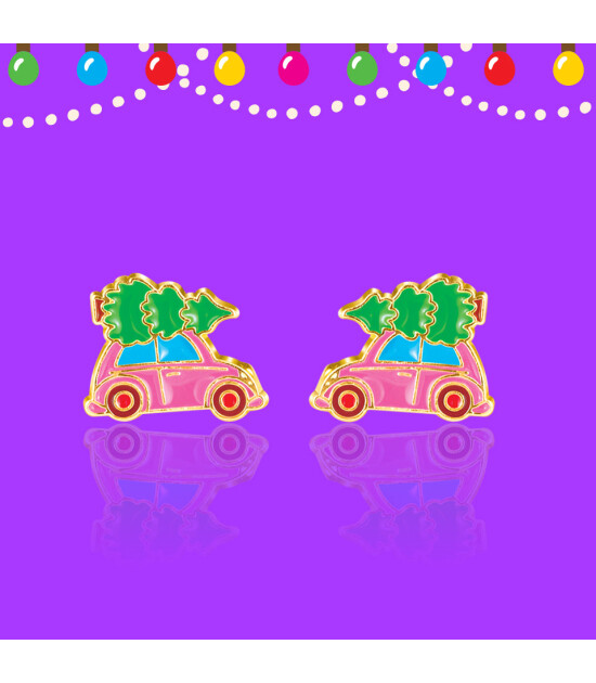 Girl Nation Holiday Studs Küpe // Car with Tree