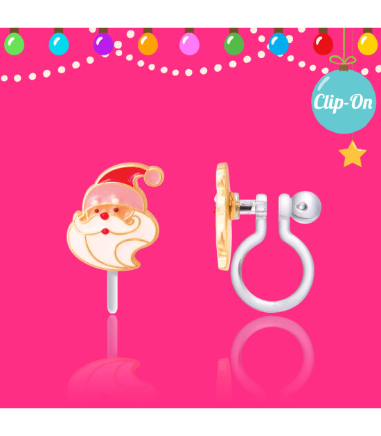 Girl Nation Holiday Clip On Klipsli Küpe // Holly Jolly Santa