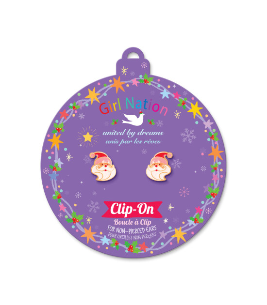 Girl Nation Holiday Clip On Klipsli Küpe // Holly Jolly Santa