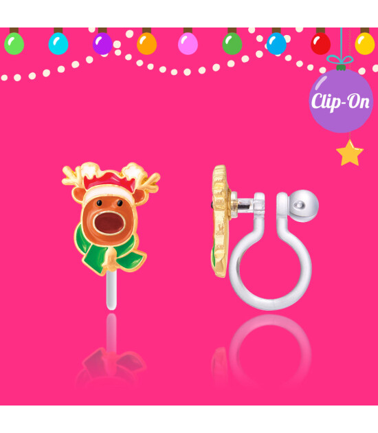 Girl Nation Holiday Clip On Klipsli Küpe // Reindeer Magic