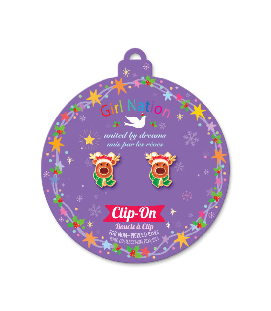 Girl Nation Holiday Clip On Klipsli Küpe // Reindeer Magic