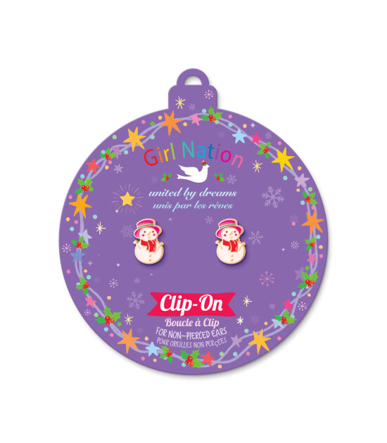 Girl Nation Holiday Clip On Klipsli Küpe // Snowman Wonderland