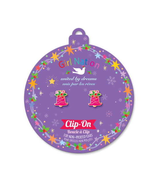 Girl Nation Holiday Clip On Klipsli Küpe // Jingle Bell