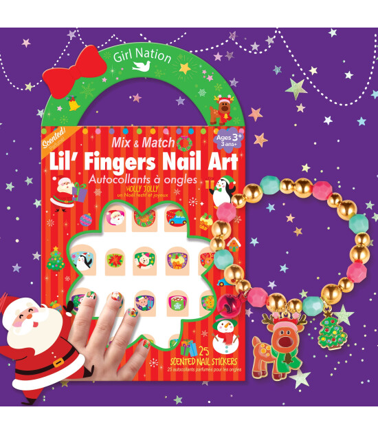 Girl Nation Charming Whimsy Bileklik ve Tırnak Sticker Hediye Set // Holly Jolly