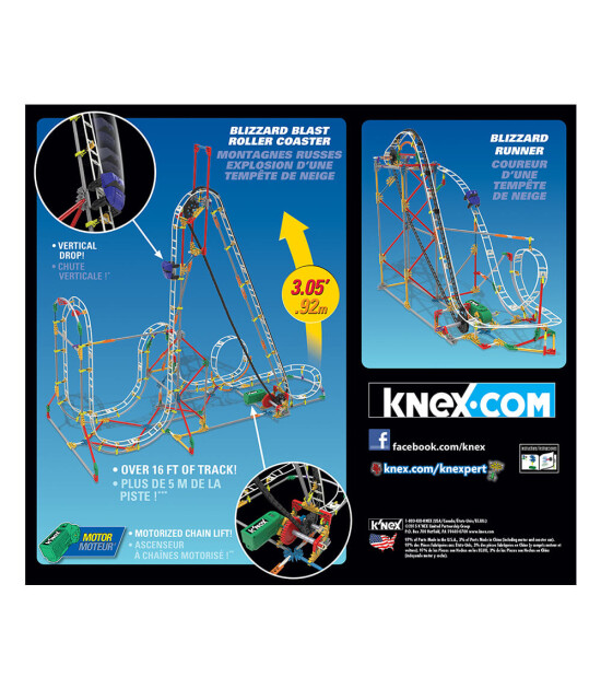 K'Nex K’Nex Blizzard Blast Roller Coaster Seti (Motorlu) Thrill Rides K