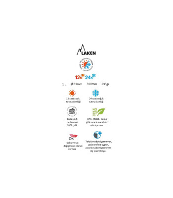 Laken Paslanmaz Çelik Termos Şişe (1 Lt) // Mavi