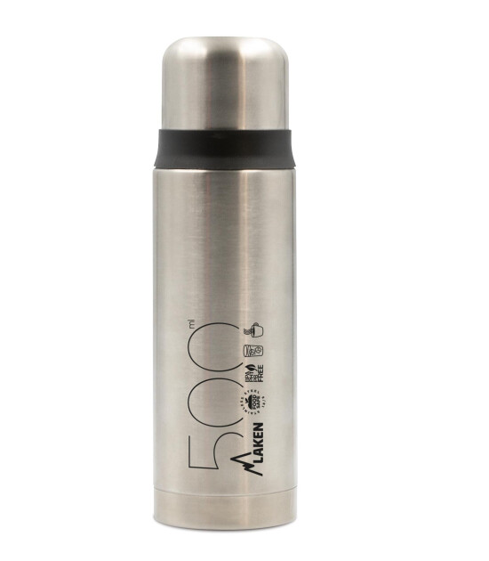 Laken Paslanmaz Çelik Termos Şişe (500 ml) // Metal Gri