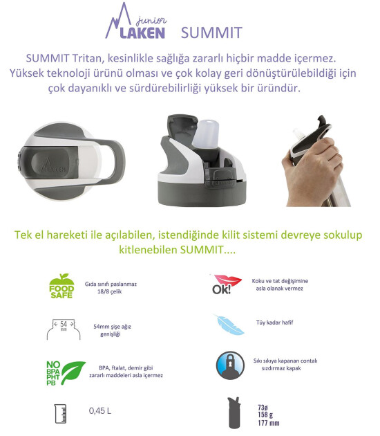 Laken Summit Tritan Pipetli Suluk (450 ml) // Mikonauticos