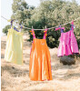 Lally Things Colorblock Çift Taraflı Uzun Elbise // Sarı-Pembe
