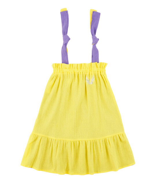 Lally Things Colorblock Çift Taraflı Kısa Elbise // Sarı-Mor