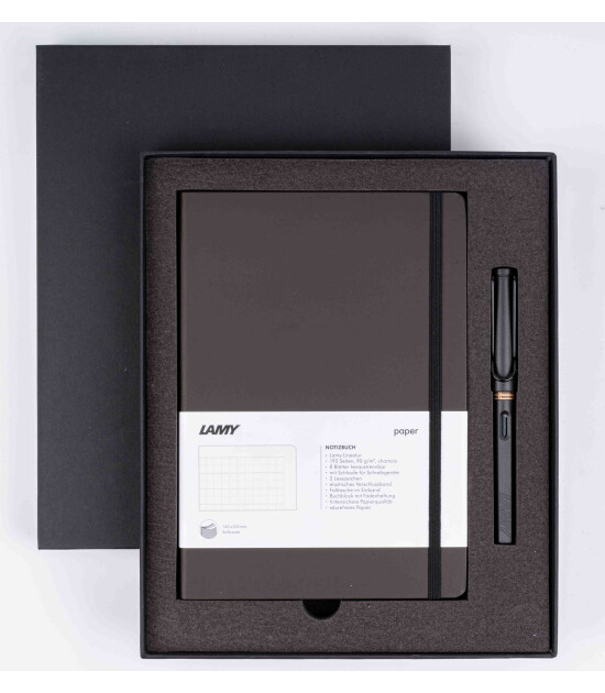 Lamy Safari Dolma Kalem & Yumuşak Kapak Defter Set (Metal Klips M Uç) // Mat Siyah