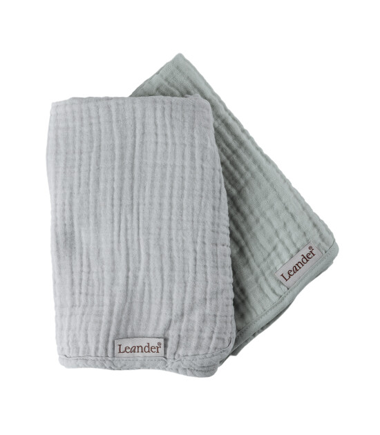 Leander Matty 2li Set M&uuml;slin &Ouml;rt&uuml;, Pearl Grey / Sage Green