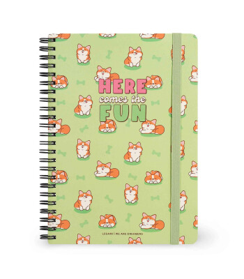 Legami Çizgili Spiral Ciltli Defter - Büyük // Corgi