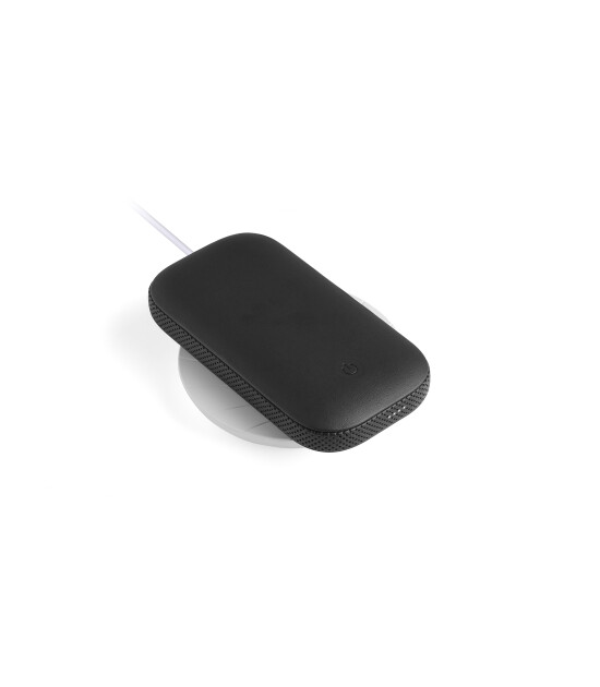Lexon Powersound Deri Kablosuz Şarj Cihazı ve Bluetooth Hoparlör // Siyah