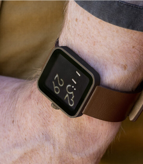 Lexon Script LCD Ekran Kol Saati // Kahverengi Metalik Gri