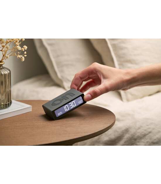 Lexon Flip Mini Şarj Edilebilir Alarm Saat // Koyu Gri