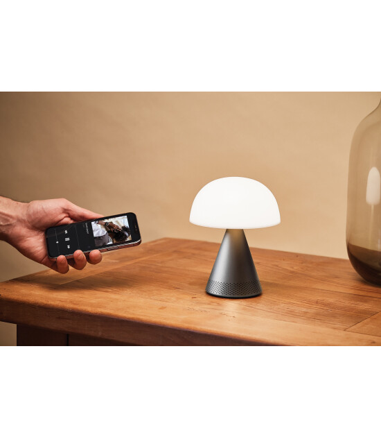 Lexon Mina L Led Lamba ve Bluetooth Hoparlör // Metalik Gri