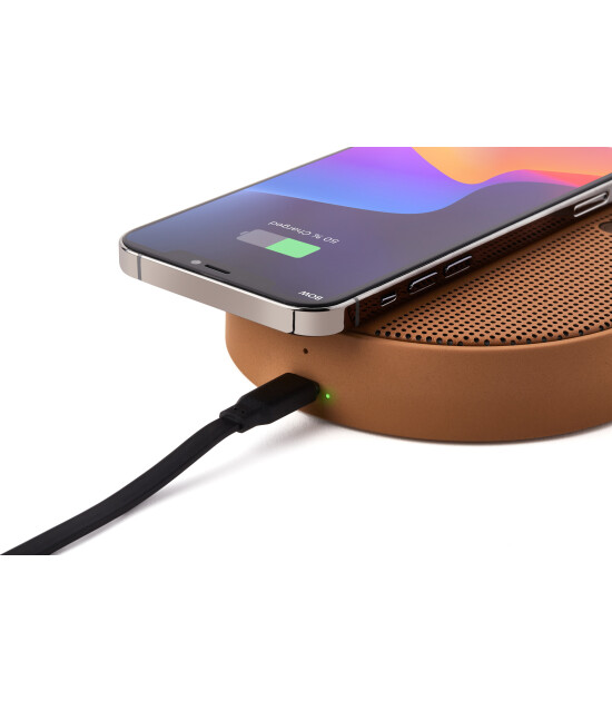 Lexon Oslo Energy Kablosuz Şarj Cihazı ve Bluetooth Hoparlör // Kahverengi