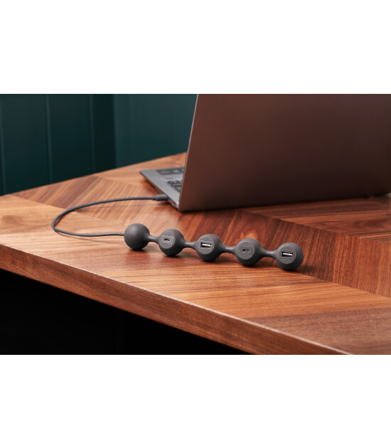 Lexon Peas Hub 2 Usb &Ccedil;oğaltıcı // Koyu Gri