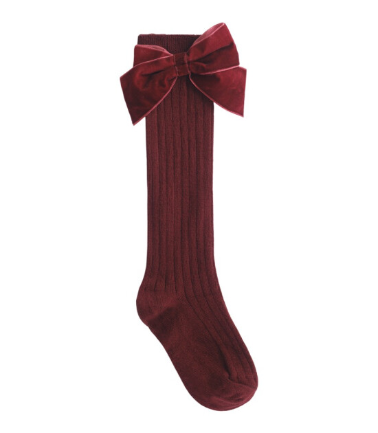 Lille Trove Fiyonklu Dizaltı Uzun &Ccedil;orap // Bordo