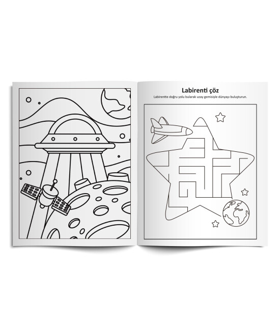 Lino Yaz Sil Aktivite Boyama Kitabı // Space