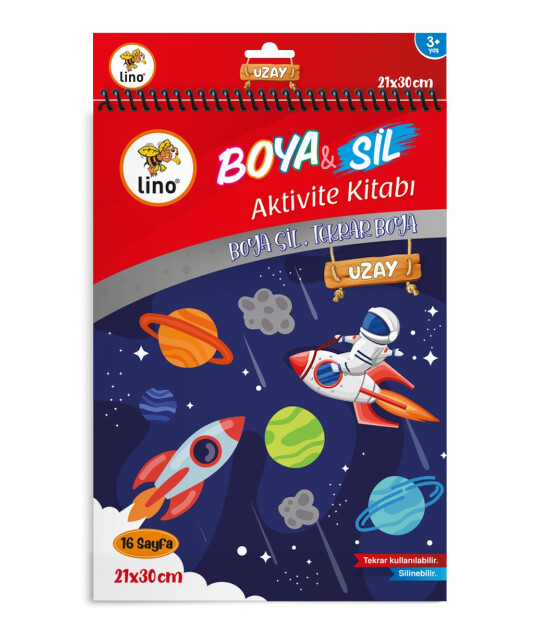Lino Yaz Sil Aktivite Boyama Kitabı // Space