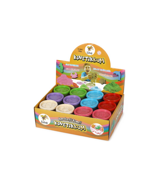 Li̇no LİNO KİNETİK KUM 200 GR 12Lİ STAND 6 RENK KARIŞIK