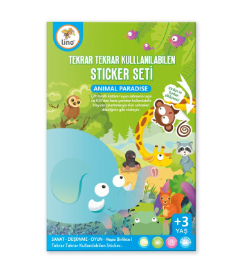 Lino Reusable Tak &Ccedil;ıkar Sticker Kitabı // Animal Paradise