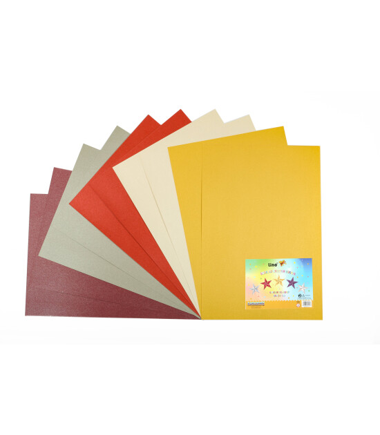 Li̇no LİNO SEDEFLİ KARTON 230 GR. 5 RENK 10LU (49X69 cm.)