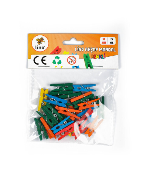 Li̇no LİNO AHŞAP MANDAL RENKLİ 25 MM