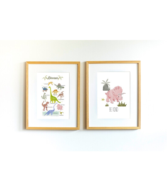 Little Forest Animals Dinosaur Family (Natural Çerçeve)