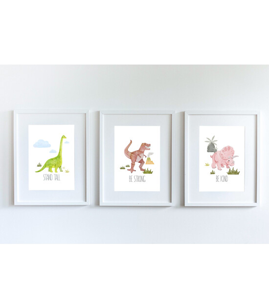 Little Forest Animals Stand Tall Dinosaur (Beyaz Çerçeve)