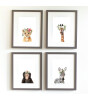 Little Forest Animals Tacho with Flower (Gri Çerçeve)