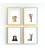 Little Forest Animals Tacho with Flower (Natural Çerçeve)
