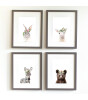 Little Forest Animals Tacho with Flower (Gri Çerçeve)