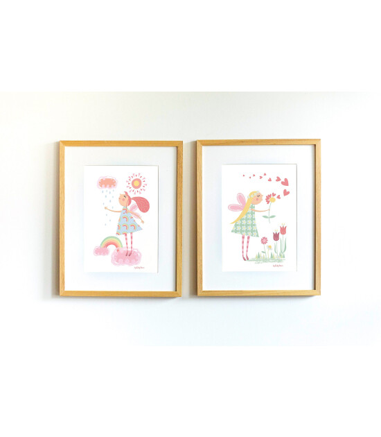 Little Forest Animals Rainbow Fairy (Natural Çerçeve)