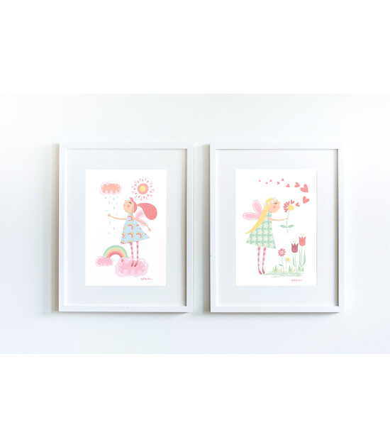 Little Forest Animals Rainbow Fairy (Beyaz Çerçeve)