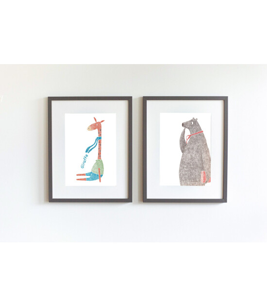 Little Forest Animals Fat Bear Tod (Gri Çerçeve)