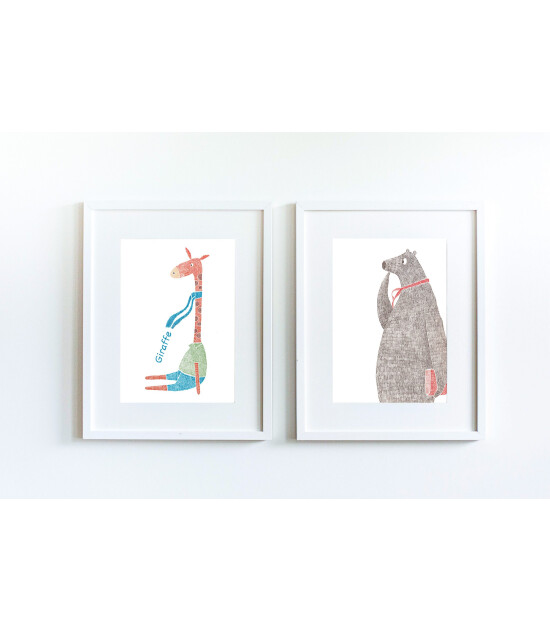 Little Forest Animals Fat Bear Tod (Beyaz Çerçeve)