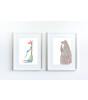 Little Forest Animals Fat Bear Tod (Beyaz Çerçeve)