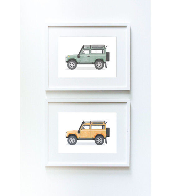 Little Forest Animals Orange Land Rover Defender (Beyaz Çerçeve)