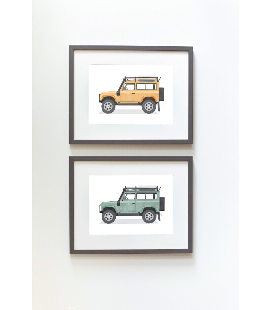 Little Forest Animals Orange Land Rover Defender (Gri Çerçeve)